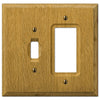 Carson Light Oak Wood - 1 Toggle / 1 Rocker Wallplate - Wallplate Warehouse 4025TR 070686401859 1 Toggle / 1 Rocker