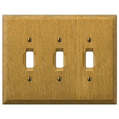 Carson Light Oak Wood  - 3 Toggle Wallplate