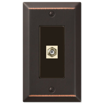 Century Aged Bronze Steel - 1 Cable Jack Wallplate - Wallplate Warehouse 163CXDB 070686580424 Cable Jacks