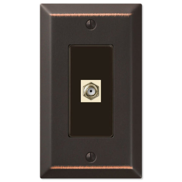 Century Aged Bronze Steel - 1 Cable Jack Wallplate - Wallplate Warehouse 163CXDB 070686580424 Cable Jacks