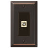 Century Aged Bronze Steel - 1 Cable Jack Wallplate - Wallplate Warehouse 163CXDB 070686580424 Cable Jacks