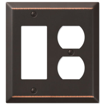 Century Aged Bronze Steel - 1 Rocker / 1 Duplex Wallplate - Wallplate Warehouse 163RDDB 070686578421 1 Rocker / 1 Duplex