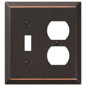 Century Aged Bronze Steel - 1 Toggle / 1 Duplex Wallplate - Wallplate Warehouse 163TDDB 070686555804 1 Toggle / 1 Duplex