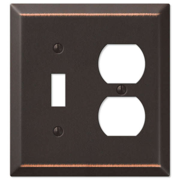Century Aged Bronze Steel - 1 Toggle / 1 Duplex Wallplate - Wallplate Warehouse 163TDDB 070686555804 1 Toggle / 1 Duplex