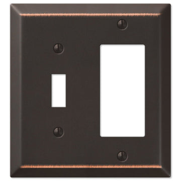Century Aged Bronze Steel - 1 Toggle / 1 Rocker Wallplate - Wallplate Warehouse 163TRDB 070686556832 1 Toggle / 1 Rocker