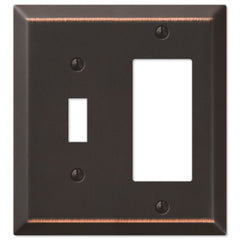 Century Aged Bronze Steel - 1 Toggle / 1 Rocker Wallplate