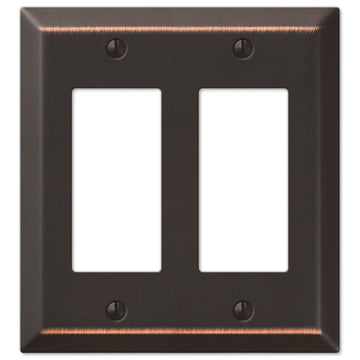 Century Aged Bronze Steel - 2 Rocker Wallplate - Wallplate Warehouse 163RRDB 070686555828 2 Rocker