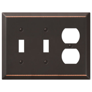 Century Aged Bronze Steel - 2 Toggle / 1 Duplex Wallplate - Wallplate Warehouse 163TTDDB 070686579800 2 Toggle / 1 Duplex