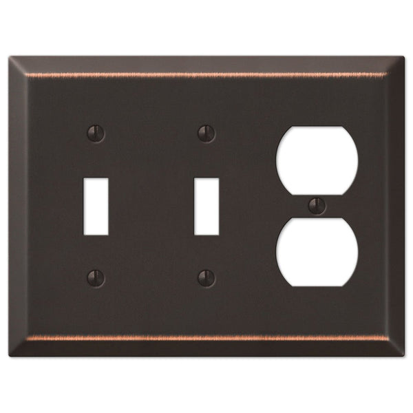 Century Aged Bronze Steel - 2 Toggle / 1 Duplex Wallplate - Wallplate Warehouse 163TTDDB 070686579800 2 Toggle / 1 Duplex