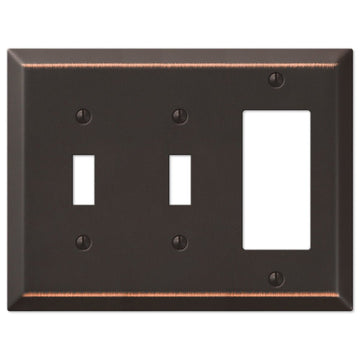 Century Aged Bronze Steel - 2 Toggle / 1 Rocker Wallplate - Wallplate Warehouse 163TTRDB 070686579817 2 Toggle / 1 Rocker