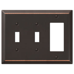 Century Aged Bronze Steel - 2 Toggle / 1 Rocker Wallplate