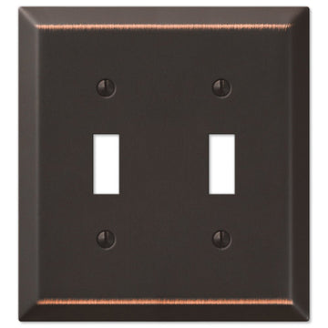 Century Aged Bronze Steel - 2 Toggle Wallplate - Wallplate Warehouse 163TTDB 070686555798 2 Toggle