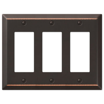 Century Aged Bronze Steel - 3 Rocker Wallplate - Wallplate Warehouse 163RRRDB 070686556856 3 Rocker