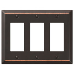 Century Aged Bronze Steel - 3 Rocker Wallplate