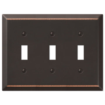 Century Aged Bronze Steel - 3 Toggle Wallplate - Wallplate Warehouse 163TTTDB 070686556849 3 Toggle