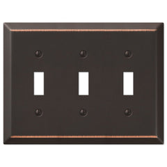 Century Aged Bronze Steel - 3 Toggle Wallplate
