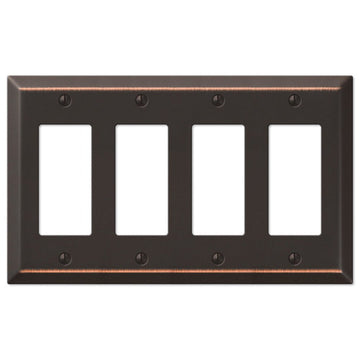 Century Aged Bronze Steel - 4 Rocker Wallplate - Wallplate Warehouse 163R4DB 070686556870 4 Rocker