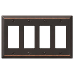 Century Aged Bronze Steel - 4 Rocker Wallplate