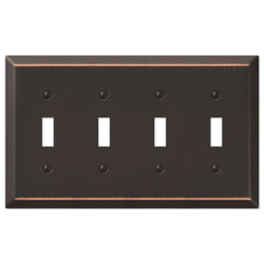 Century Aged Bronze Steel - 4 Toggle Wallplate