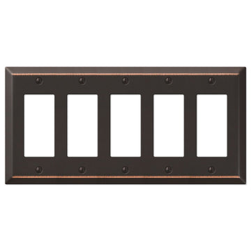 Century Aged Bronze Steel - 5 Rocker Wallplate - Wallplate Warehouse 163R5DB 070686579824 5 Rocker