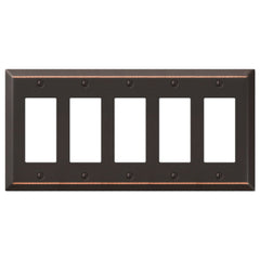Century Aged Bronze Steel - 5 Rocker Wallplate