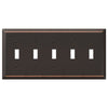 Century Aged Bronze Steel - 5 Toggle Wallplate - Wallplate Warehouse 163T5DB 070686579831 5 Toggle