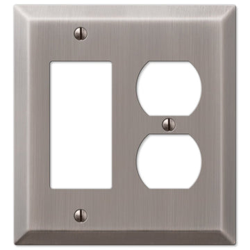 Century Antique Nickel Steel - 1 Rocker / 1 Duplex Wallplate - Wallplate Warehouse 163RDAN 070686574416 1 Rocker / 1 Duplex