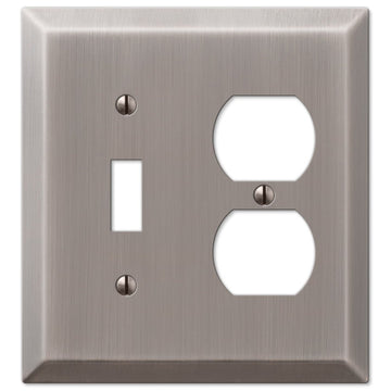 Century Antique Nickel Steel - 1 Toggle / 1 Duplex Wallplate - Wallplate Warehouse 163TDAN 070686574379 1 Toggle / 1 Duplex
