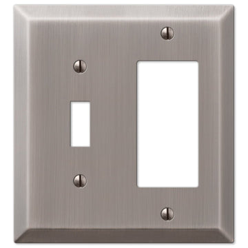 Century Antique Nickel Steel - 1 Toggle / 1 Rocker Wallplate - Wallplate Warehouse 163TRAN 070686574386 1 Toggle / 1 Rocker