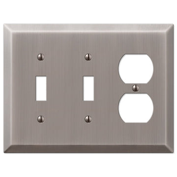 Century Antique Nickel Steel - 2 Toggle / 1 Duplex Wallplate - Wallplate Warehouse 163TTDAN 070686574423 2 Toggle / 1 Duplex