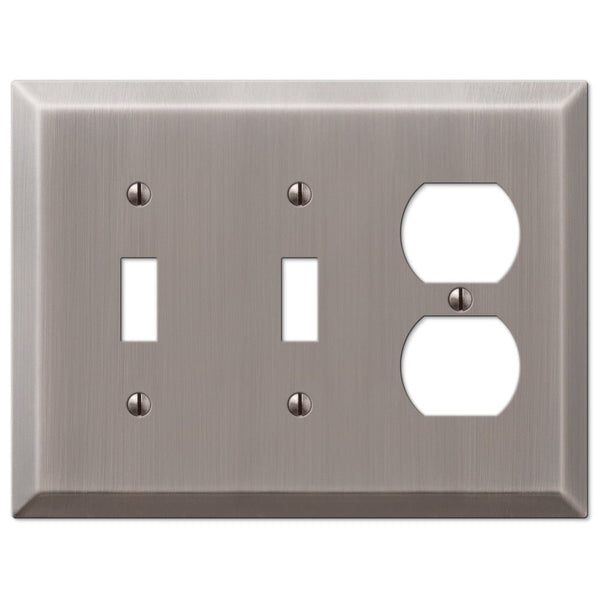 Century Antique Nickel Steel - 2 Toggle / 1 Duplex Wallplate - Wallplate Warehouse 163TTDAN 070686574423 2 Toggle / 1 Duplex