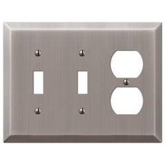 Century Antique Nickel Steel - 2 Toggle / 1 Duplex Wallplate