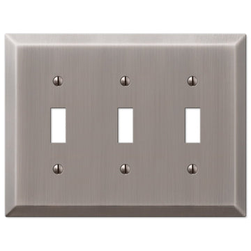Century Antique Nickel Steel - 3 Toggle Wallplate - Wallplate Warehouse 163TTTAN 070686574447 3 Toggle