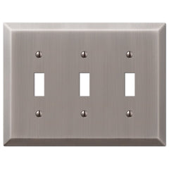 Century Antique Nickel Steel - 3 Toggle Wallplate