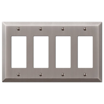 Century Antique Nickel Steel - 4 Rocker Wallplate - Wallplate Warehouse 163R4AN 070686574478 4 Rocker
