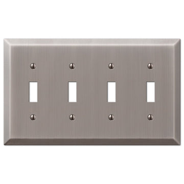 Century Antique Nickel Steel - 4 Toggle Wallplate - Wallplate Warehouse 163T4AN 070686574461 4 Toggle
