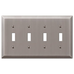 Century Antique Nickel Steel - 4 Toggle Wallplate