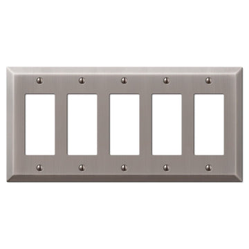 Century Antique Nickel Steel - 5 Rocker Wallplate - Wallplate Warehouse 163R5AN 070686574492 5 Rocker