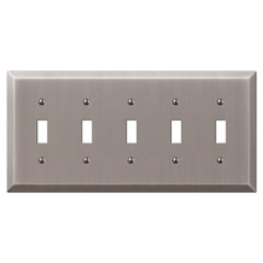 Century Antique Nickel Steel - 5 Toggle Wallplate