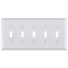 Century Bright White - 5 Toggle Wallplate