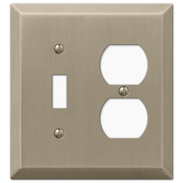 Century Brushed Bronze Steel - 1 Toggle / 1 Duplex Wallplate - Wallplate Warehouse 163TDBZ 070686574652 1 Toggle / 1 Duplex