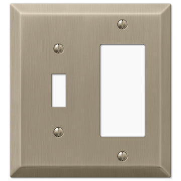 Century Brushed Bronze Steel - 1 Toggle / 1 Rocker Wallplate - Wallplate Warehouse 163TRBZ 070686574669 1 Toggle / 1 Rocker