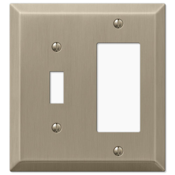 Century Brushed Bronze Steel - 1 Toggle / 1 Rocker Wallplate - Wallplate Warehouse 163TRBZ 070686574669 1 Toggle / 1 Rocker