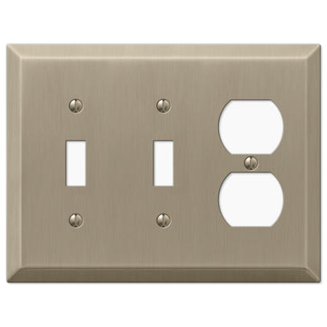Century Brushed Bronze Steel - 2 Toggle / 1 Duplex Wallplate - Wallplate Warehouse 163TTDBZ 070686574706 2 Toggle / 1 Duplex