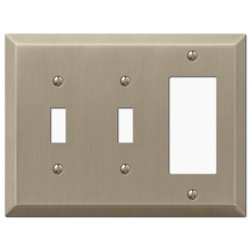 Century Brushed Bronze Steel - 2 Toggle / 1 Rocker Wallplate - Wallplate Warehouse 163TTRBZ 070686574713 2 Toggle / 1 Rocker