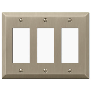 Century Brushed Bronze Steel - 3 Rocker Wallplate - Wallplate Warehouse 163RRRBZ 070686574737 3 Rocker
