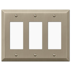 Century Brushed Bronze Steel - 3 Rocker Wallplate