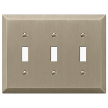 Century Brushed Bronze Steel - 3 Toggle Wallplate - Wallplate Warehouse 163TTTBZ 070686574720 3 Toggle