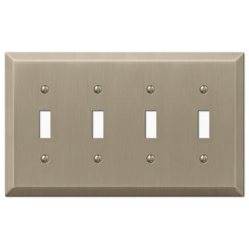 Century Brushed Bronze Steel - 4 Toggle Wallplate - Wallplate Warehouse 163T4BZ 070686574744 4 Toggle