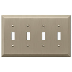 Century Brushed Bronze Steel - 4 Toggle Wallplate